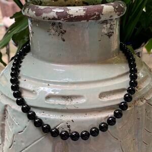 Vintage Black Onyx and 14K Gold Necklace